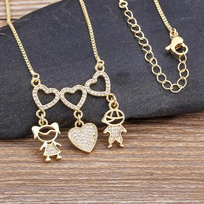 Sale Personalized Boy Girl Heart Pendant Necklace Gold Plated Women Kids Family Birthday Jewelry Mother's Day Gift