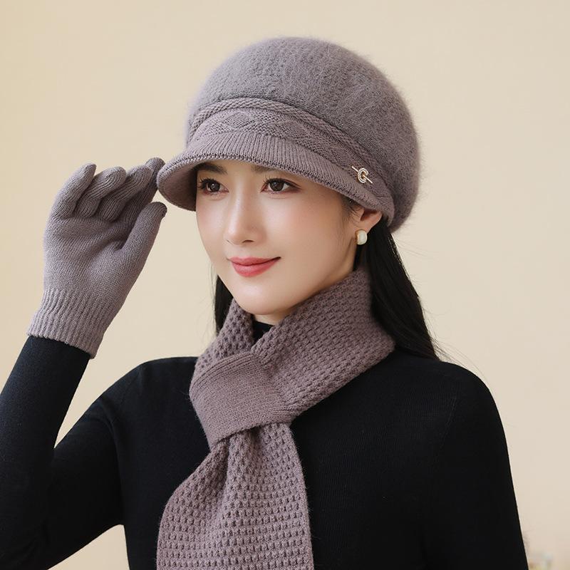 Winter Mother Hat Women's Fashion Wool Hat In The Elderly Cold Warm Rabbit Hair Knitted Hat