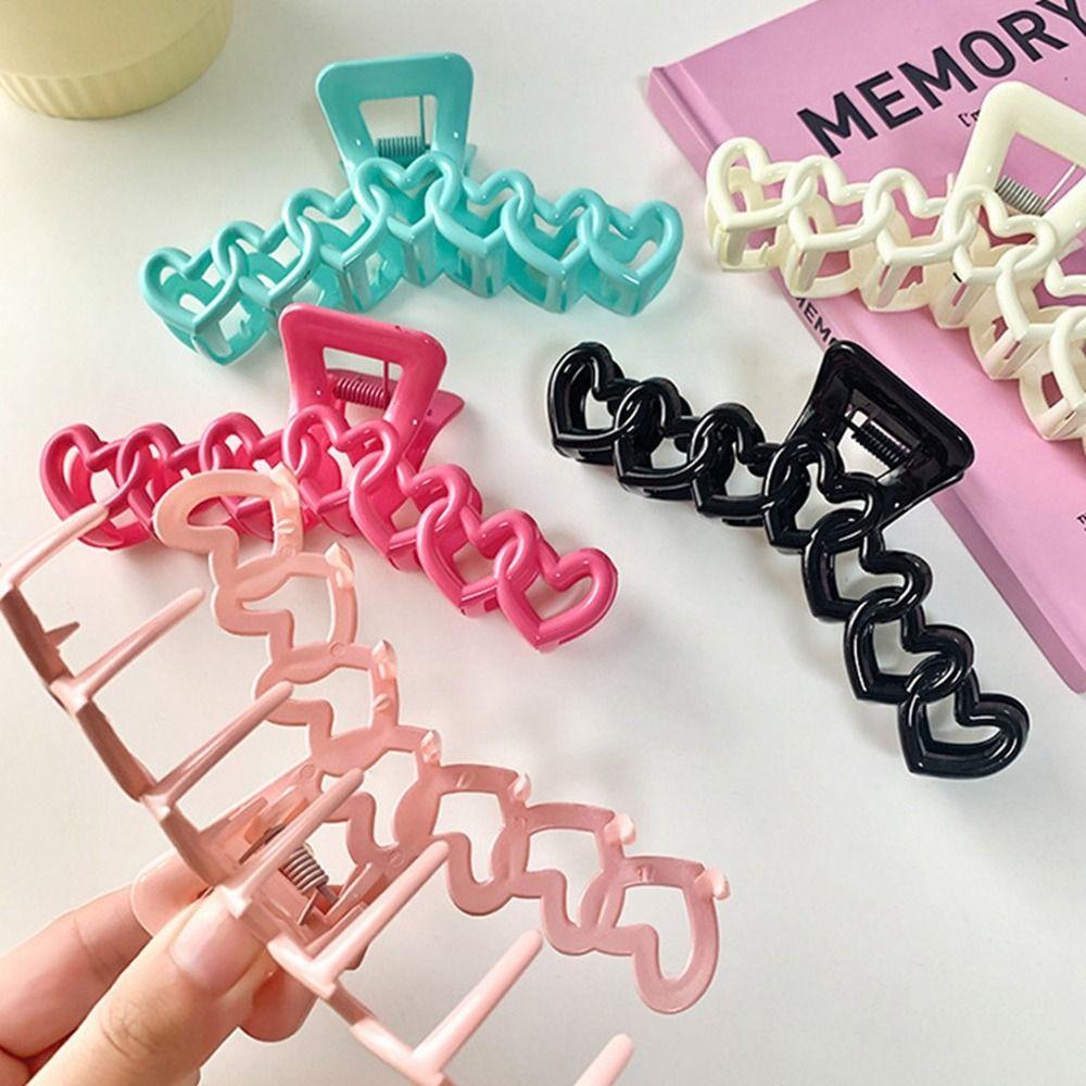 Colorful Love Hair Clip Hollow Shark Clip Personalized Heart Hair Claw  Travel