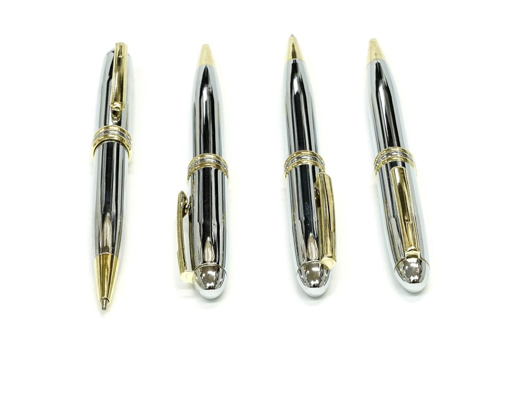 Barrel Brilliant Silver Retractable Ballpoint Pen In Premium Box 3-pack All-brass K7-PD07-3
