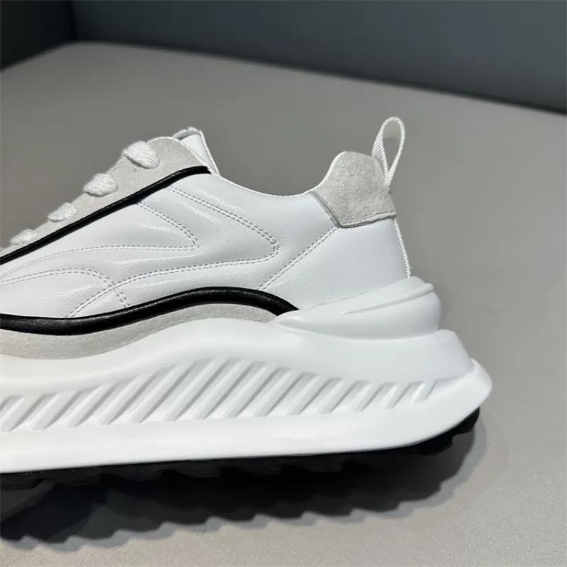 Men's Chunky Sneakers Fashion Leather Casual Shoe Designer Platform Height Increasing Sports Shoes for Men Vulcanize Shoes Tenis