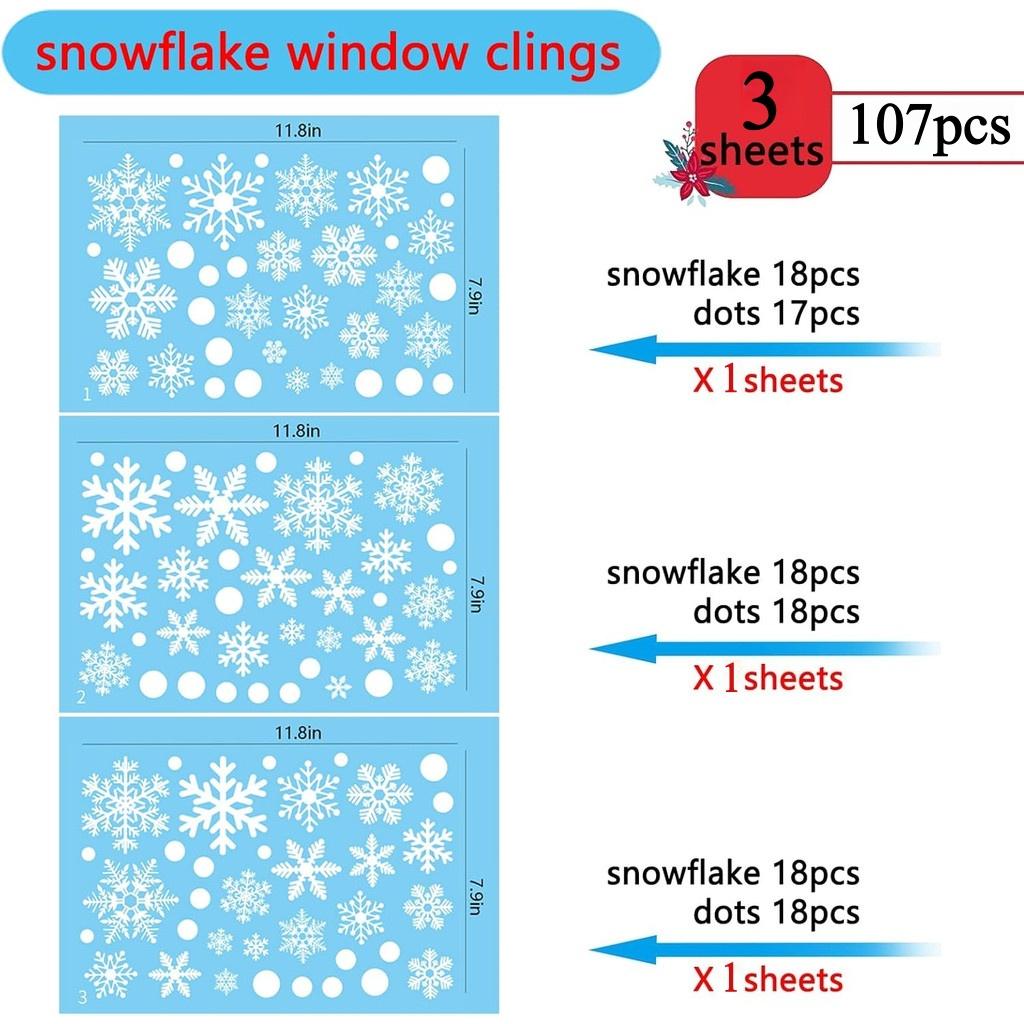 

9Sheet Reusable Christmas Snowflake Window Stickers, Suitable For Smooth Surface, Self-Adhesive Snowflake Stickers New Year Deco Snowflake