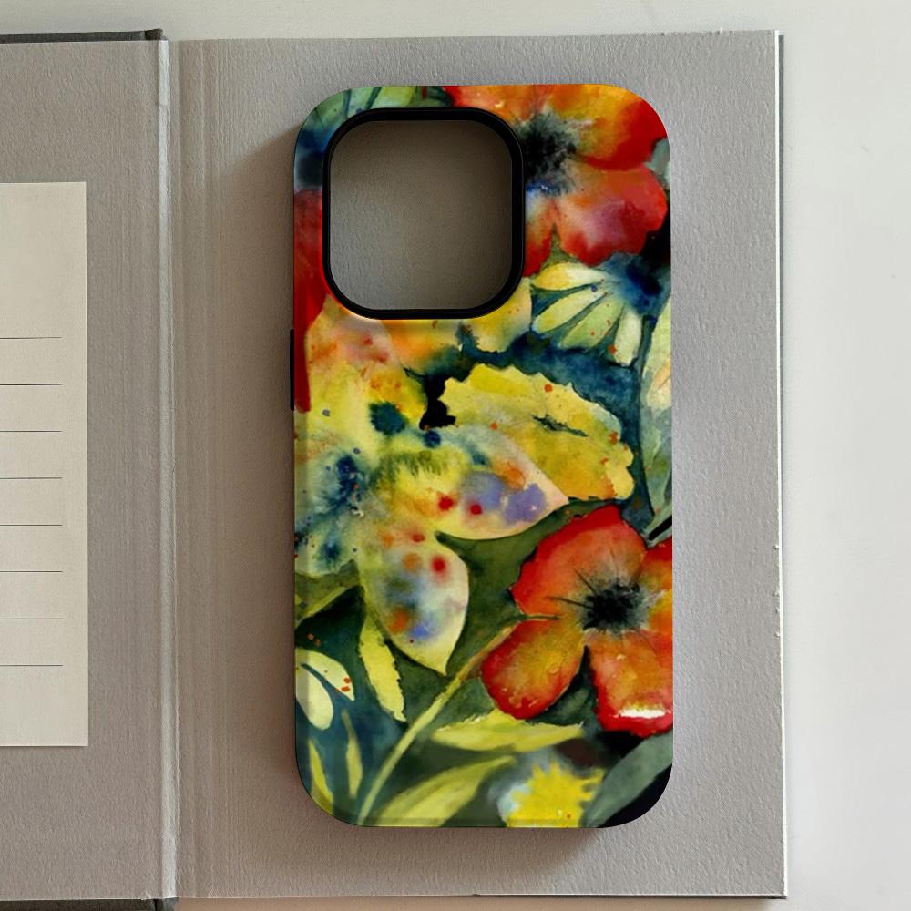 

Роскошный и яркий чехол для телефона с цветами для iPhone 17 16 15 14 13 12 11 Air Pro Max Plus Роскошная двухслойная задняя крышка iPhone 12