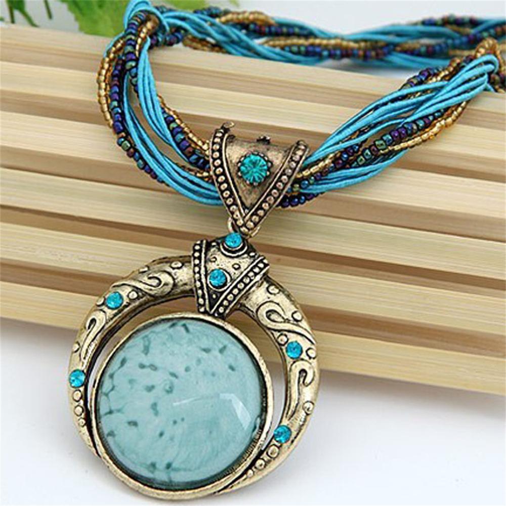 SUMENG 2024 Collana Vintage Gioielli Moda Popolare Stile Retrò Boemo Multistrato Catena di Perline Grani di Cristallo Ciondolo
