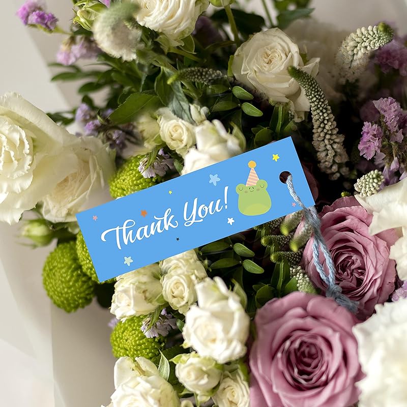 Clickedin - Multi Designs Rectangle Shape Thank You Packaging Tags 50 Pieces,Paper, Pack of 1 50