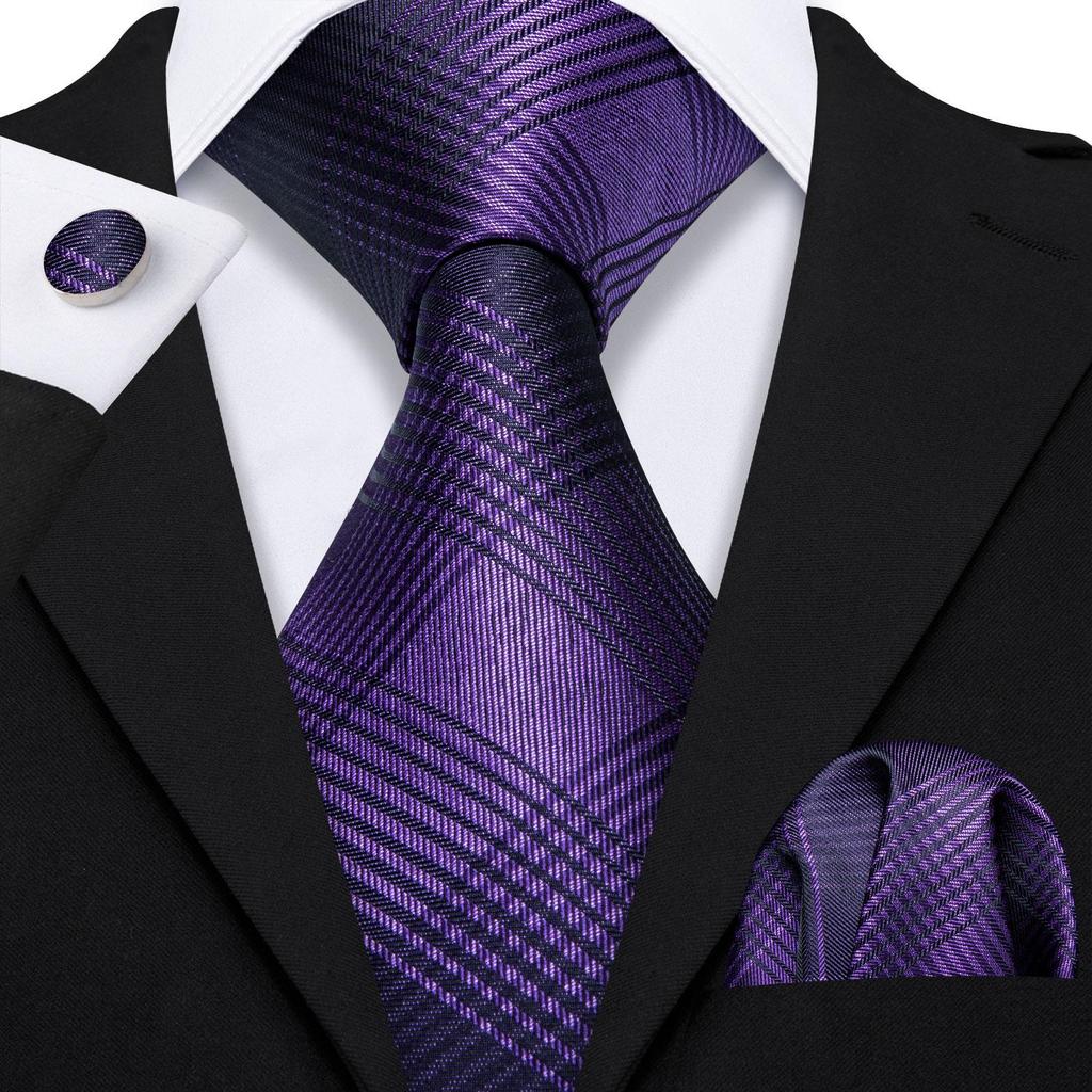 Barry Wang Formal Mens Paisley Silk Tie Set Mens Necktie Pocket Square Cufflinks Wedding
