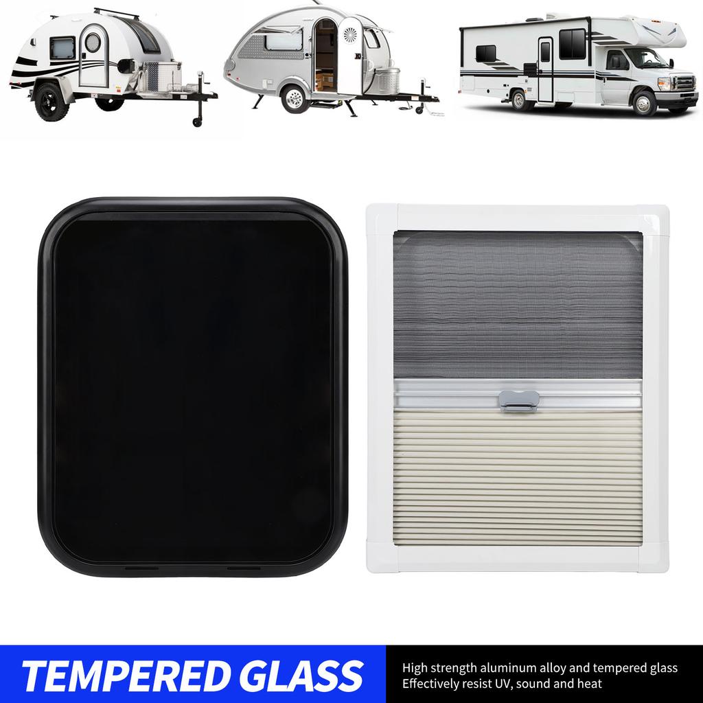 16 X 20in RV Window Rounded Corner Double Layer Acrylic Hydraulic Support Rod Privacy Protection for Caravan Trailer