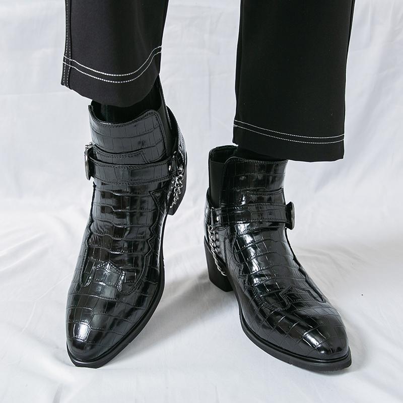 Wipon Men's All Season Boots High Heel Ankle Pointed Toe Casual Fashion Comfortable Wear For Daily Use Durable Material With Good Quality Cm
