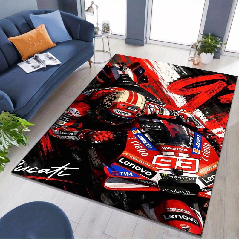 Marc Marquez 93 MotoGP Rug, Motorcycle Racer Portrait Print Area Rug, Motorbike Racing Floor Mat for Fan Bedroom Decor