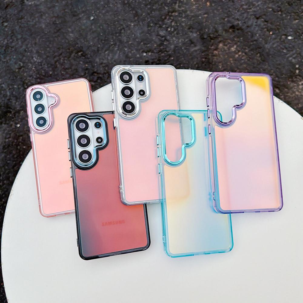 KEYSION Laser Gradient Colorful Phone Case for Samsung Galaxy S24 S25 S26 Ultra 5G S26+ S25 FE TPU+PC Shockproof Back Cover
