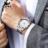 OPK Men's Retro 40mm Stainless Steel Belt Silver Black Quartz Watch Simple Sport Fashion Style with Luminous Calendar Waterproof