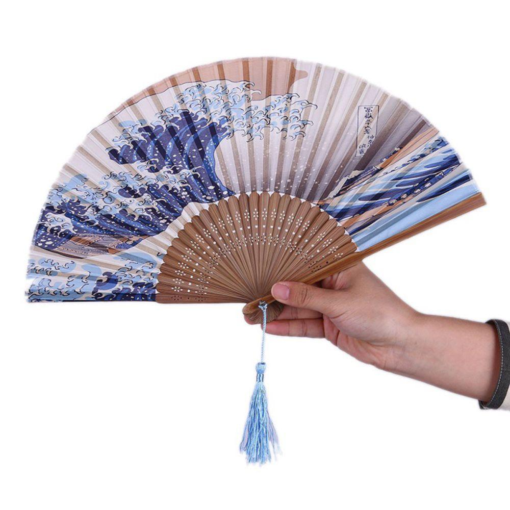 Japanese Style Waves Home Party Decoration Gifts Hand Fan Wedding Folding Fan Hand Held Fan