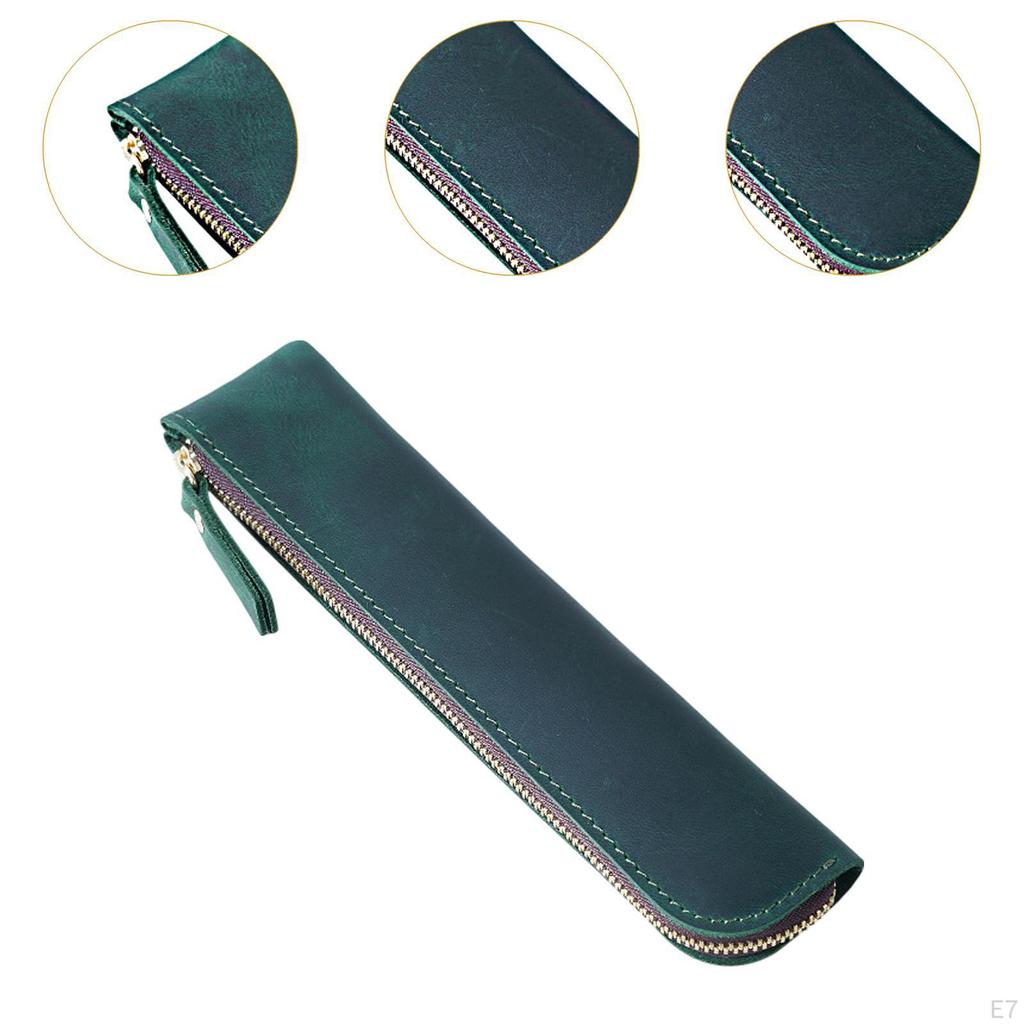 PU Leather Pencil Holder Sleeve Bag Cosmetic Wear Resistant for Birthday Gifts 7.8x1.7inch