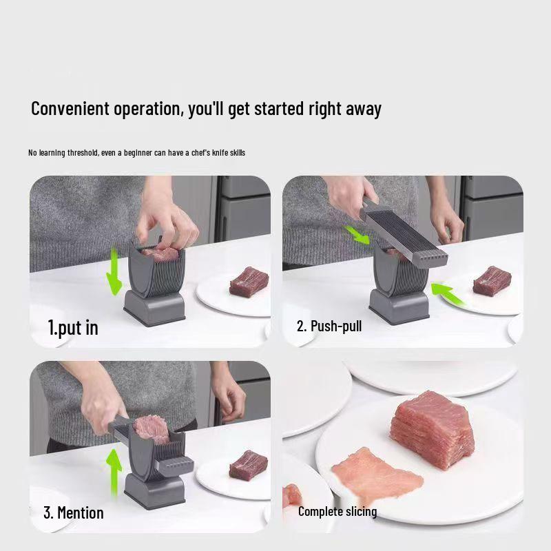 Versatile Manual Meat Slicer for Thin Slices, Cubes, and Mince - Perfect for Kitchen Use