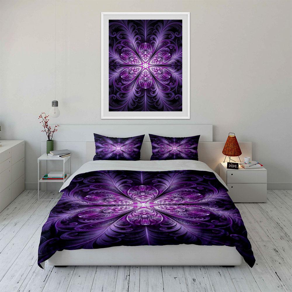 Purple floral abstract design. Bedding sets Duvet cover sets Duvet covers Pillowcases(1 * Duvet Cover 2 * Pillowcases without duvet insert)