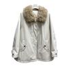 New Cashmere Fur Collar White Goose Down Jacket Women's Medium and Long Loose Fur Collar Warm Jacket