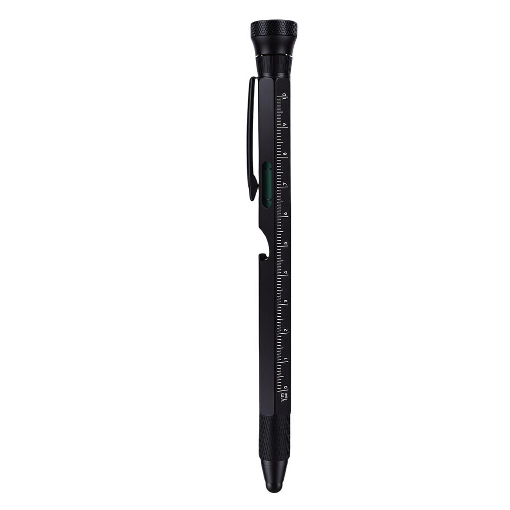 12 in 1 Multitool Pen Ballpoint Multi Tool Pen with LED Light Screwdrivers Level Ruler Bottle Opener 2 Ink Refills