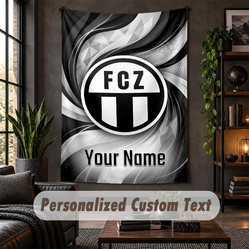 Wall Tapestry FC Zürich Print Custom Name Text Wall Hanging Home Decor