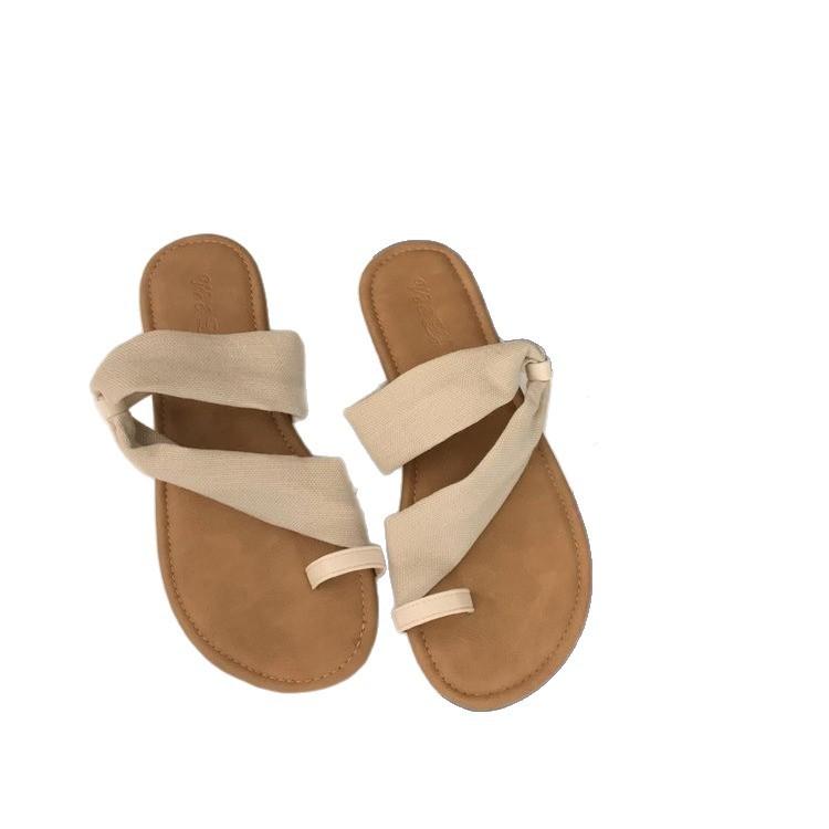 2025 Summer Slippers Women's New Cover Toe Casual Sandals Beach Shoes Seaside Vacation Soft Flat Roman Shoes