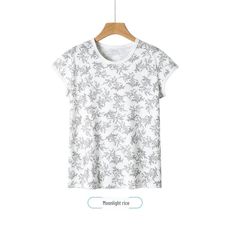 Women s Short-Sleeve Cotton Pajama Set: Loose-Fit Round Neck T-Shirt & Cardigan for Middle-Aged and Elderly Mothers