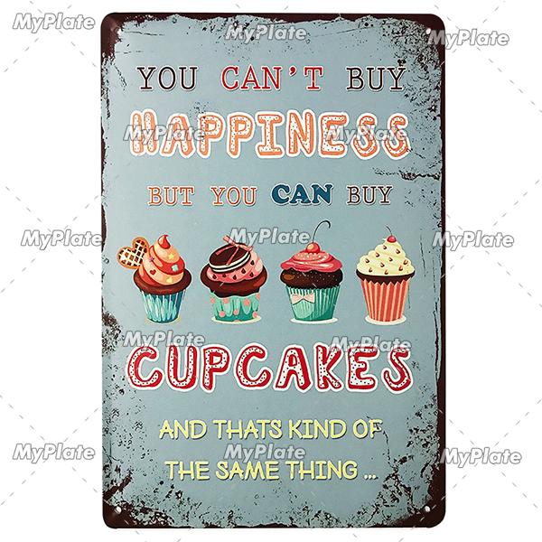 Cake Metal Sign Plaque Metal Vintage Food Tin Sign Wall Decor for Kitchen Cafe Diner Bar Cupcake Metal Signs