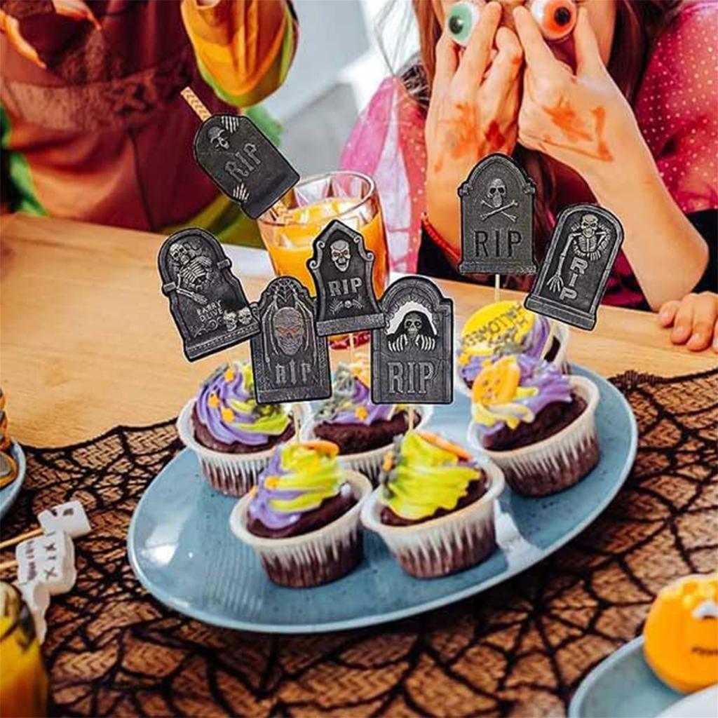 Halloween Party Supplies 12Pcs Pumpkin Ghost Cupcake Toppers Cake Decorations for Home Office Party Decorations