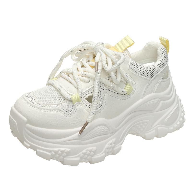 2025 summer new fashion casual shoes versatile dad shoes women's shoes trendy and lightweight thick-soled single-net through-net sports shoes