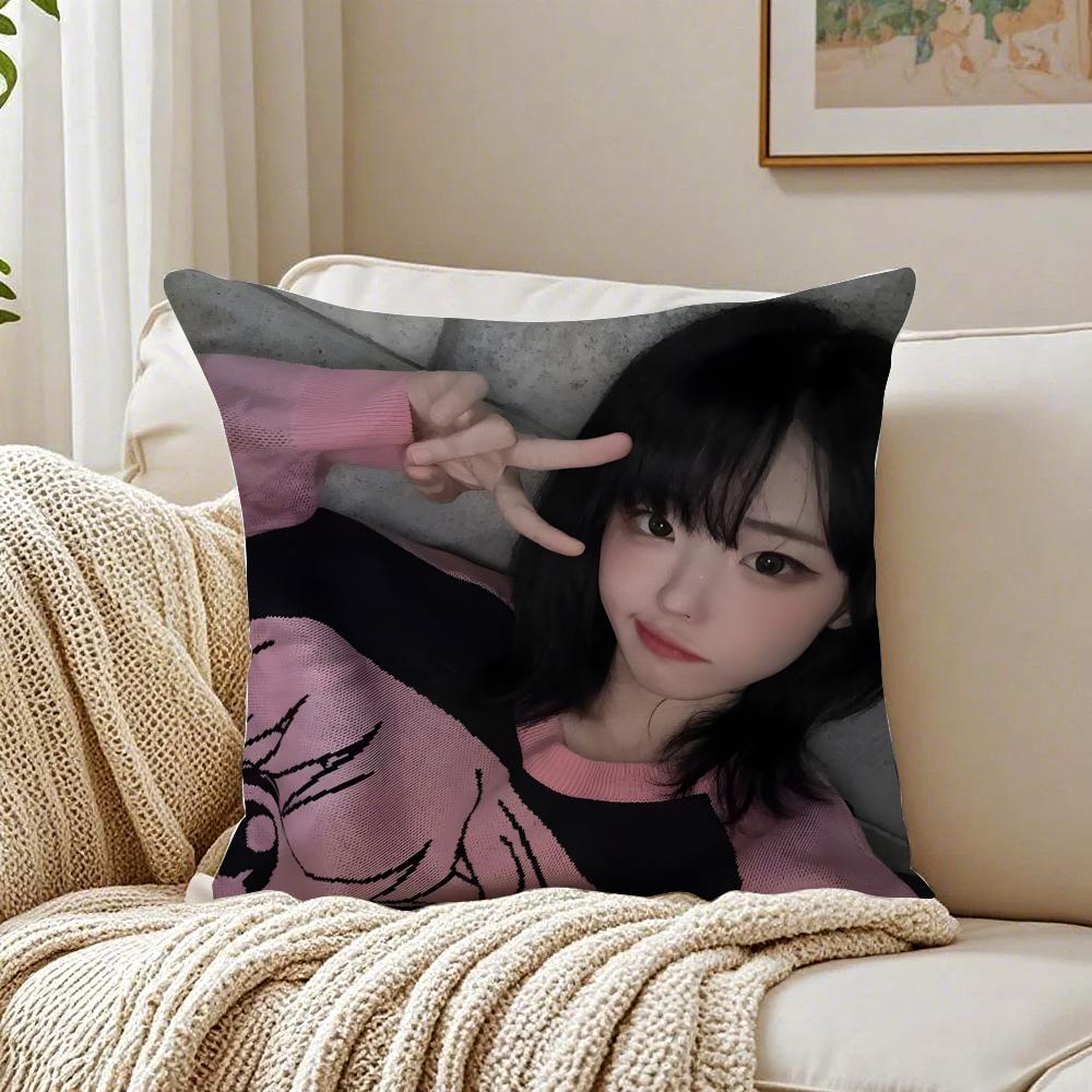 Idol Kpop QWER HHina Cushion Cover Pillowcase Antidustmite Living Room Sofa Decor Cushion Room