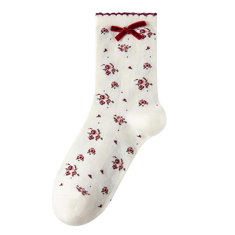 3-pair Set of Autumn-winter Elegant Women's Soft Stockings in A Rustic Style, Mid-length Cotton Stockings.