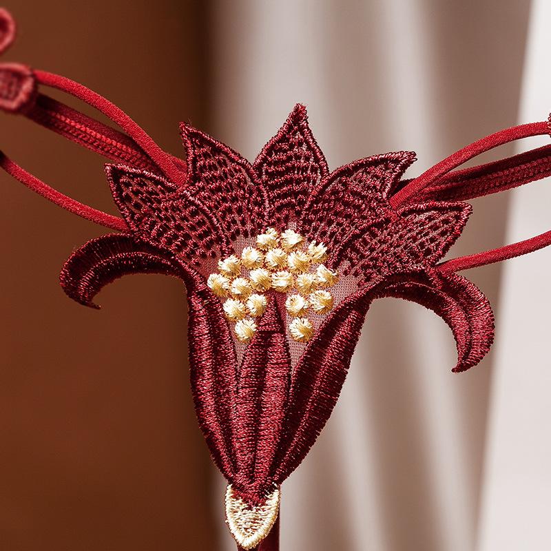 Noua Broderie Floare Perla Chiloți Masaj Lenjerie Sexy Tanga Sex Femei Crotch Deschis
