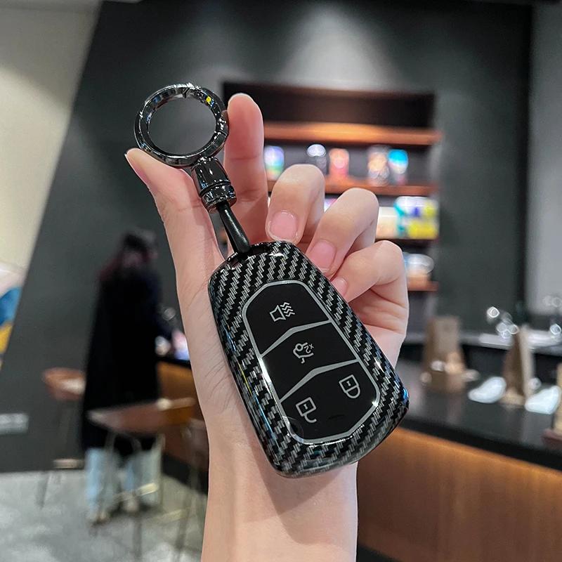 Abs+Tpu Car Key Case Cover Shell For Cadillac Ct4 Ct5-V Blackwing Ct6 Xts Xt4 Tx5 Tx6 Lyriq-V Escalade Vistiq Keychain