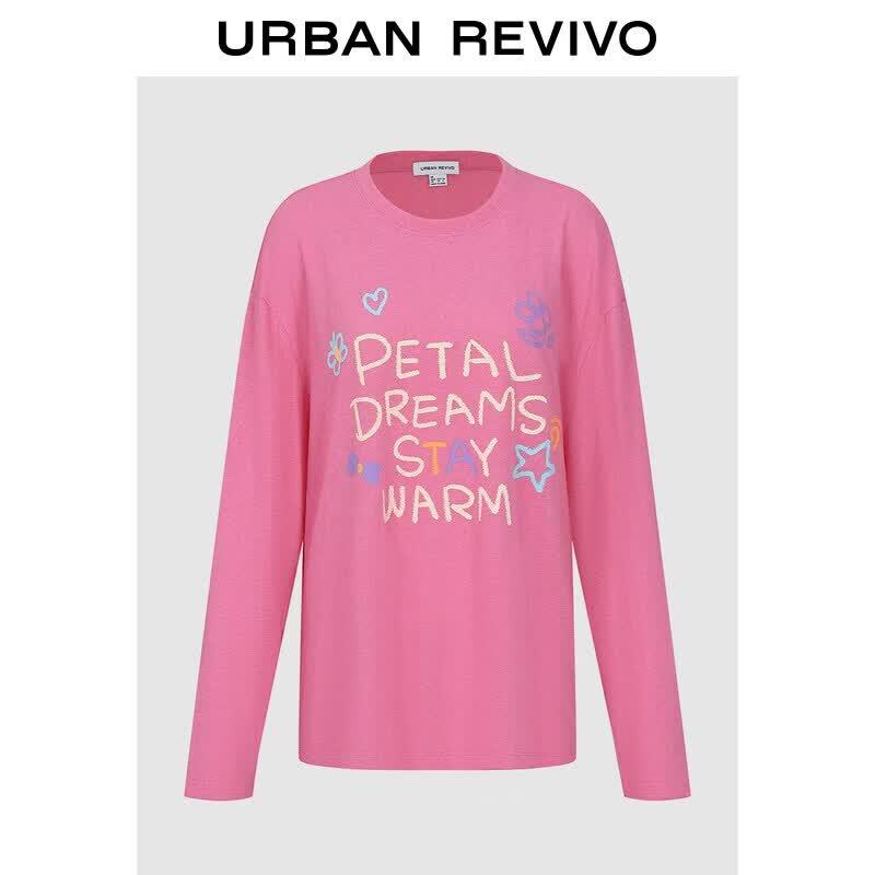 Women s Color-Block Letter Print Long-Sleeve Tee L