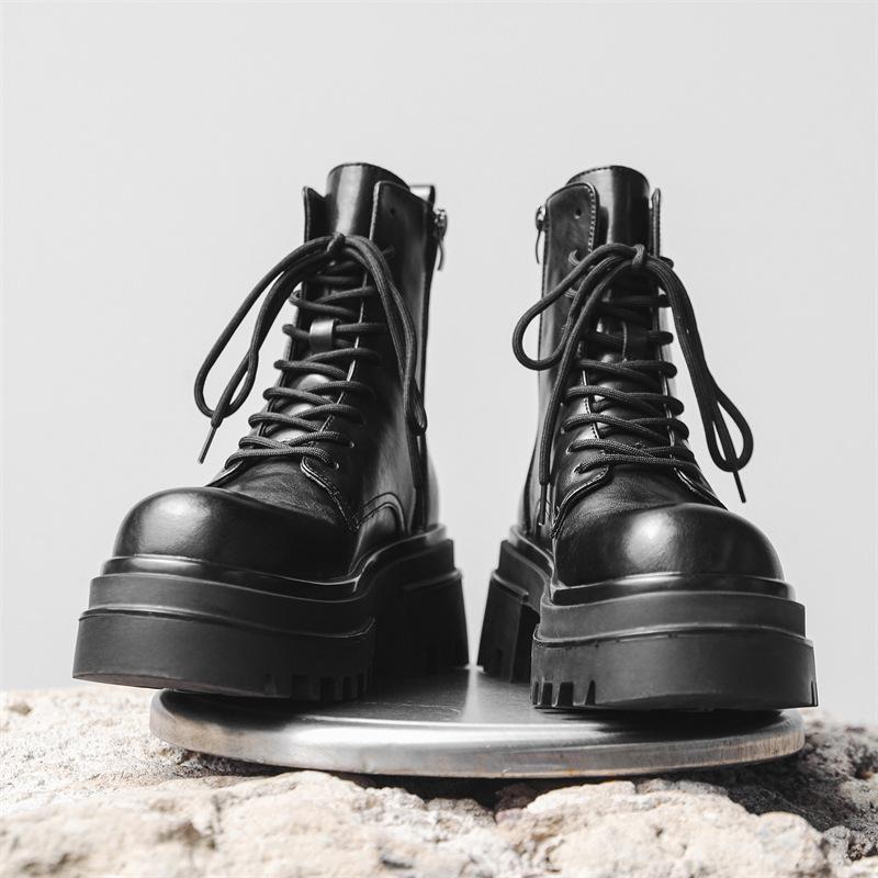 Fashion Boots for Men Fad Thick Sole Tooling Boots Men's High Quality Ankle Boots Outdoor Comfort Versatile Locomotive Boot Botas Hombre