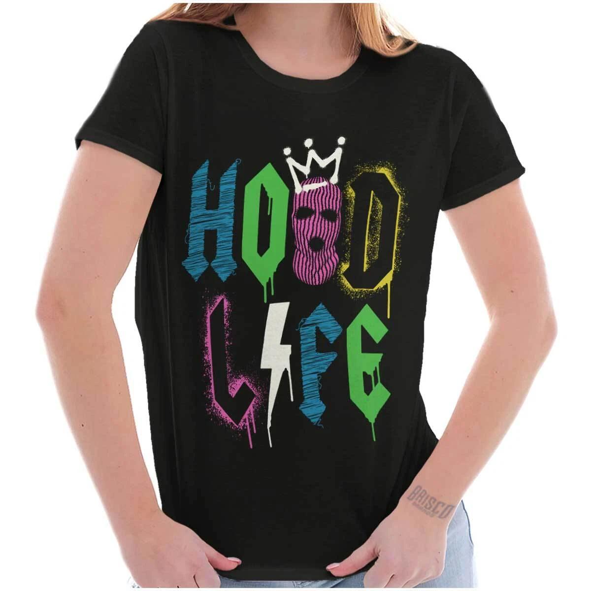 Urban Streetwear Hood Life Graffiti Crown Graphic T Shirts for Women T-Shirts XS