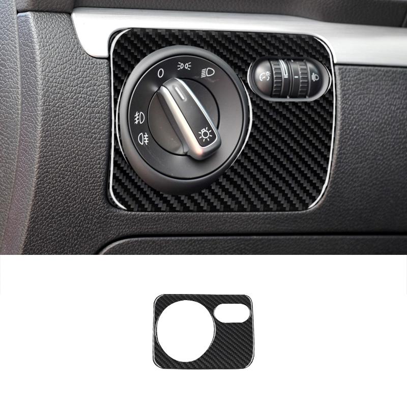 Real Carbon Fiber Car Headlight Switch Control Panel Frame Sticker For Volkswagen Golf 6 2008-2012 Auto Interior Accessories