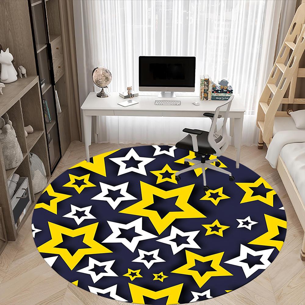 1pc Stars Night Office Round Area Rug, Indoor Mat Suitable For Office, Under Office Chairs Bedroom Living Room Home Decor, Room Deco
