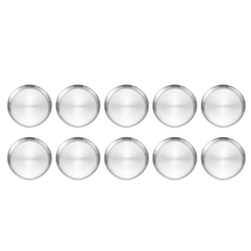 A84X-Confezione da 10 Piatti in Acciaio Inossidabile, Stoviglie Rotonde in Acciaio Inossidabile da 20 Cm, Piatti Robusti in Acciaio Inossidabile, Piatti da Campeggio