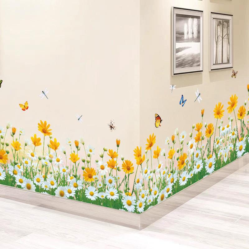 Little daisy skirting board Living room bedroom wall stickers Wall decoration stickers Wall wall stickers