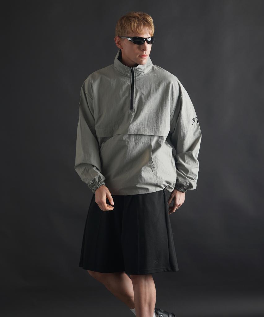 Phermenon Loose Fit Nylon Anorak [Light Grey]