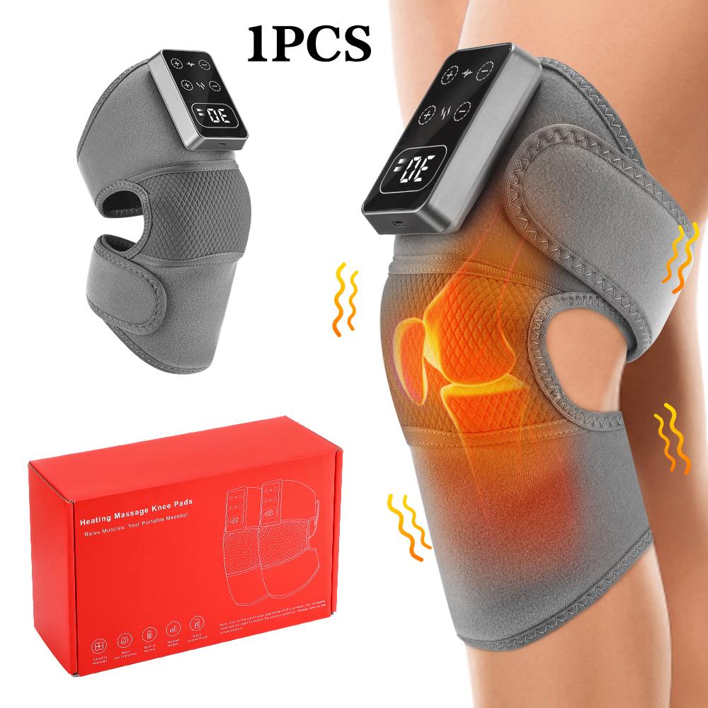Electric Knee Massager 3 Vibrations 5 Level Hot Compress Shoulder Elbow Massage Support Brace Joint Knee Heating Pad Health Care
