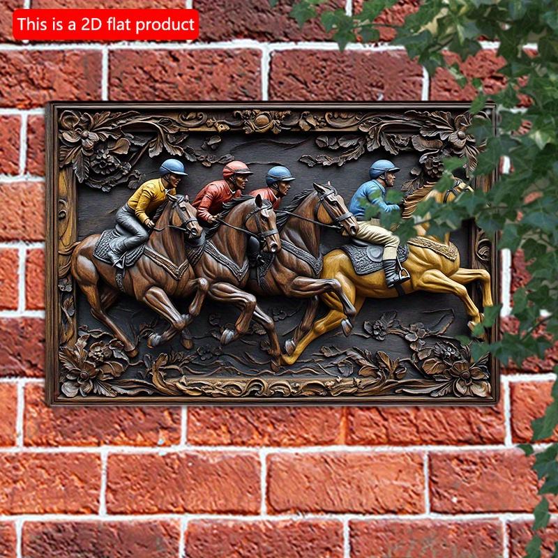 

2d Flat 30*20cm, Vintage Horse Racing Jockey Wooden Wall Art, Wooden Sign Farmhouse Decor, Perfect for Room Decor, Kitchen, Garden, Bedroom, Cafe, Bar 30*20cm