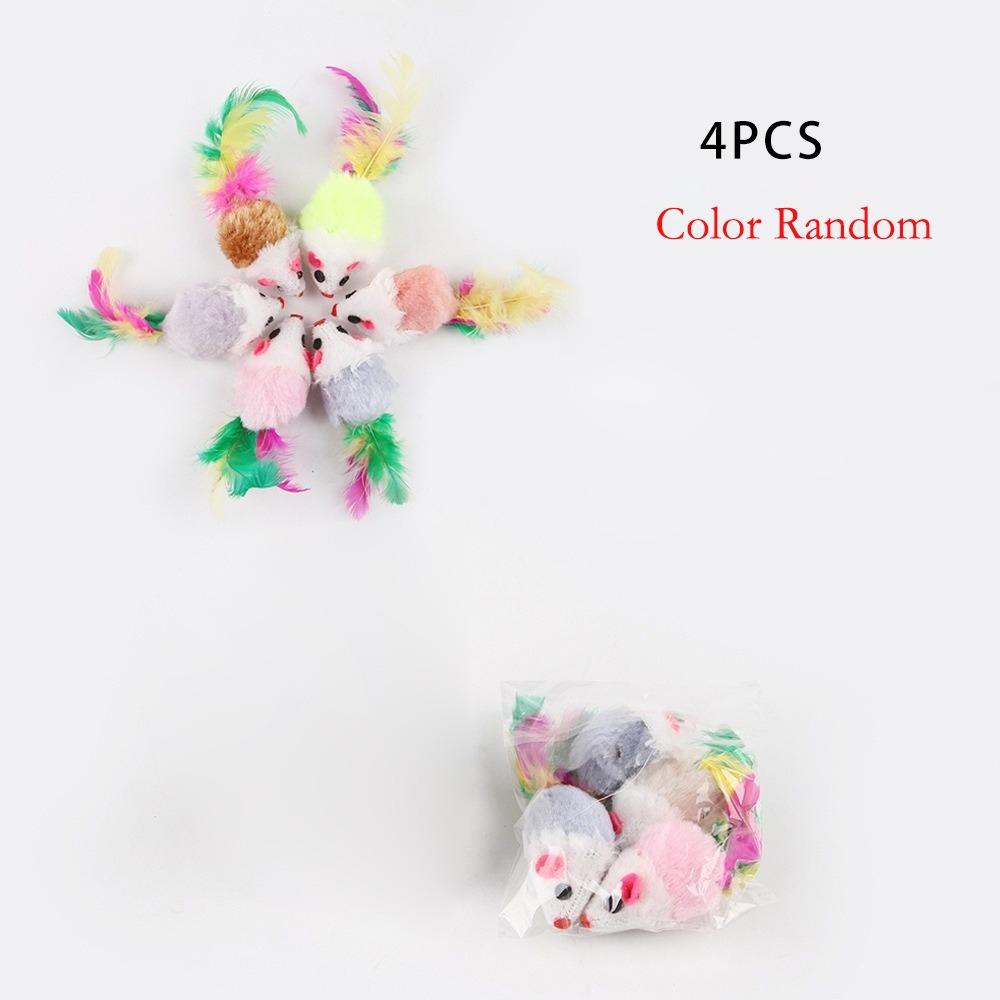 4/16/32/48PCS Bite Resistance False Mouse Pet Cat Simulation Color Kitten Cat Toy Cat Funny Playing Indoor Cat Game Supplies