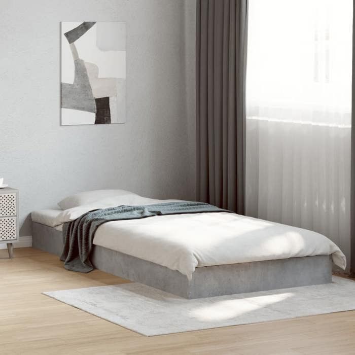 VidaXL Cadre de lit gris béton 75x190 cm bois d'ingénierie, meuble de chambre à coucher, sommier, lit de palette, lit, lit 842080