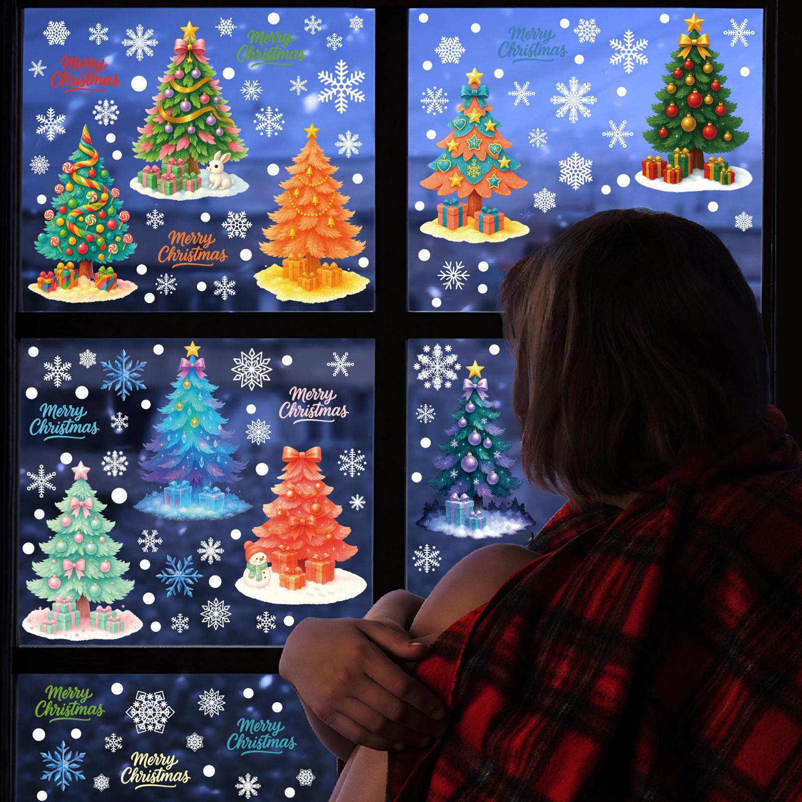 

Christmas Window Clings 9Pcs/set Electrostatic Adhesion Window Snowflake Stickers Holiday Glass Door Clings Decoration China Mainland