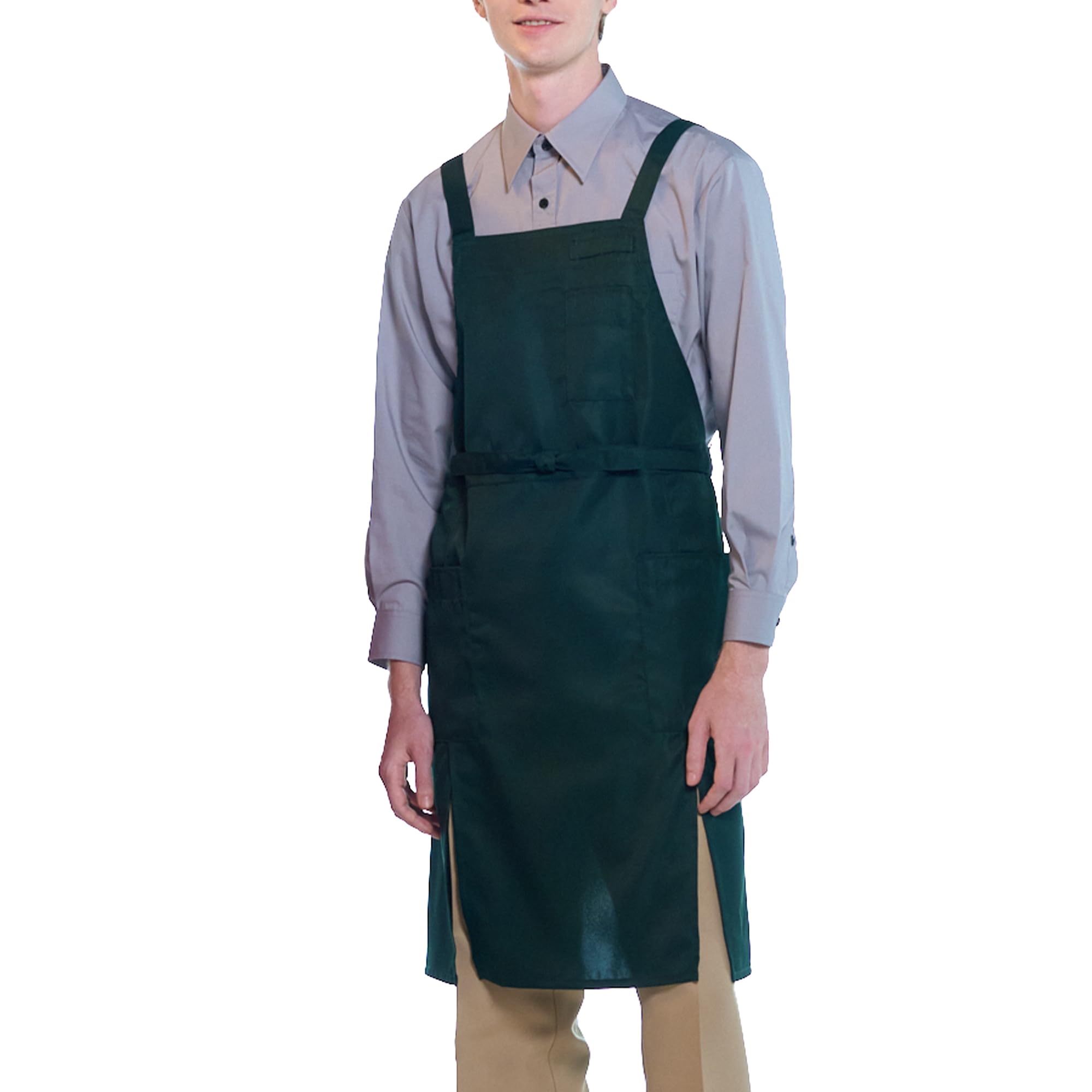 

нагрудник Тефлон легко 6 цветов в наличии ремни Униформа для обслуживания еды и напитков T8616 Моховой зеленый F [Albe] Фартук, фартук, X-образный, с завязками,