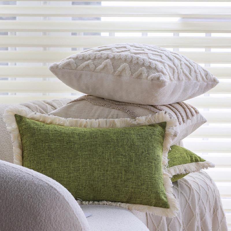 Summer Linen Green Pillowcase Home Hotel Bedroom Pillowcase Sofa Bay Window Cushion Cover Waist Pillowcase