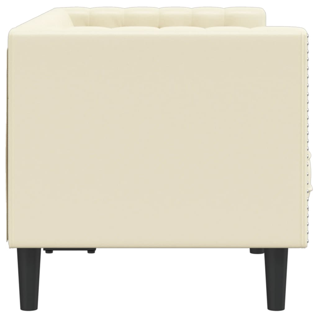 Vidaxl Sofa Chesterfield, 2-Os., Kremowa, Tapicerowana Sztuczną Skórą