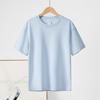 Kurzarm-T-Shirt aus reiner Baumwolle mit Rundhalsausschnitt für Damen, einfarbig, halbärmeliges Basis-T-Shirt