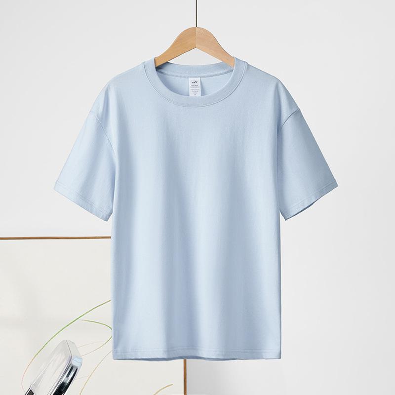 Kurzarm-T-Shirt aus reiner Baumwolle mit Rundhalsausschnitt für Damen, einfarbig, halbärmeliges Basis-T-Shirt