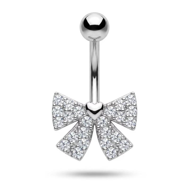 Hypoallergenic Belly Button Ring 316 Stainless Steel Shiny Zircon Fashion Navel Piercing Jewelry for Summer Beach Vacation